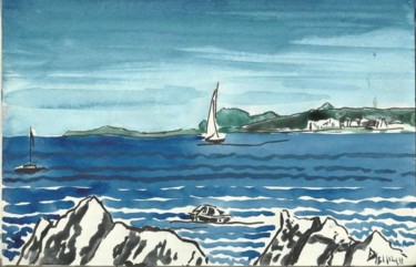 Painting titled "Au cap de Nice 31 d…" by Diane Medus, Original Artwork, Watercolor