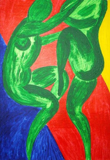 Painting titled "Green people" by Veranika Bo, Original Artwork, Acrylic