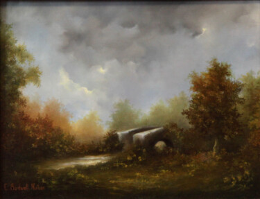 Le petit pont Painting titled "Le petit pont" by Catherine Bantwell Huiban, Original Artwork, Oil Mounted on Wood Stretcher frame