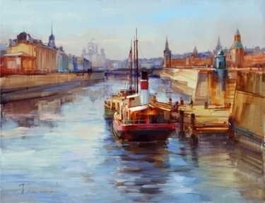 Картина под названием "Moscow River. The o…" - Shalaev Alexey, Подлинное произведение искусства, Масло
