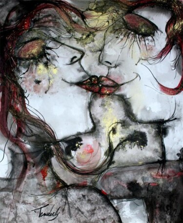 Dessin intitulée "Tenderly" par Emilie Teillaud, Œuvre d'art originale