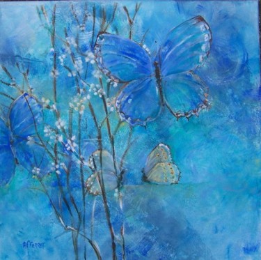 Peinture intitulée "petits papillons...…" par Anne-Frédérique Ferret, Œuvre d'art originale, Huile