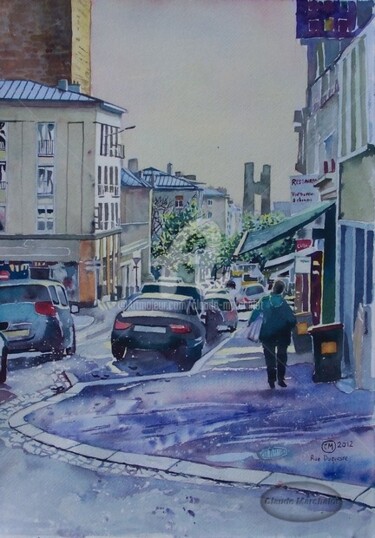 Painting titled "La rue Duquesne à B…" by Claude Marchalot, Original Artwork, Watercolor