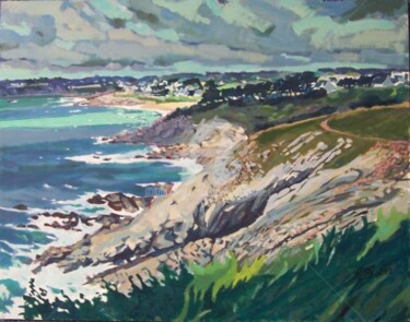 Painting titled "Eclaircie sur Trega…" by Claude Marchalot, Original Artwork, Oil