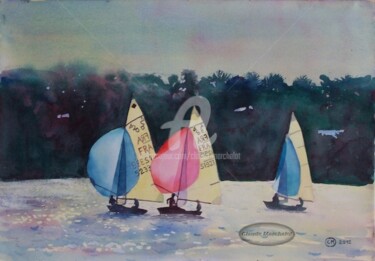 Peinture intitulée "Trois 420 sous spi…" par Claude Marchalot, Œuvre d'art originale, Aquarelle