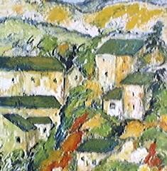 Peinture intitulée "Les toits verts" par Christiane Casanova, Œuvre d'art originale