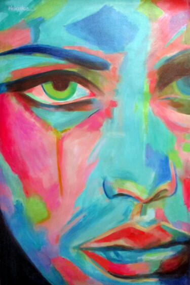 Painting titled ""Evocative Gaze"" by Helena Wierzbicki, Original Artwork, Acrylic