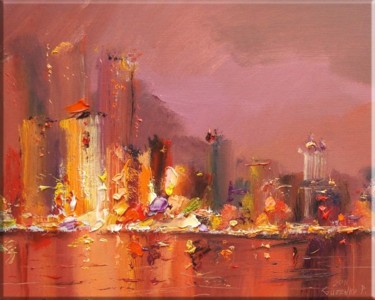 Painting titled "New York" by Pavel Guzenko, Original Artwork, Oil