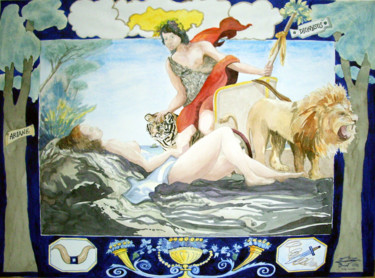 Peinture intitulée "ARIANE & DIONYSOS" par Michel Munier, Œuvre d'art originale, Huile