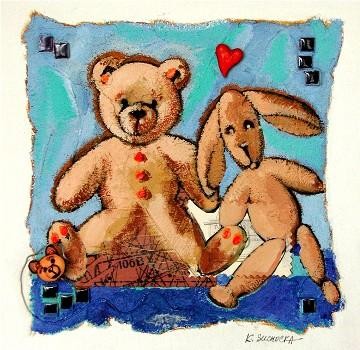 Peinture intitulée "Les amis" par Catherine Suchocka, Œuvre d'art originale, Huile