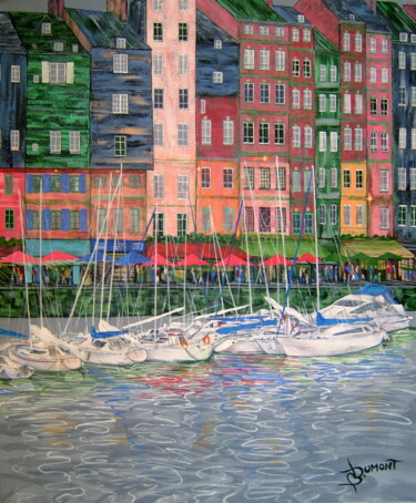 Peinture intitulée "plaisance honfleur" par Bruno Dumont, Œuvre d'art originale, Huile