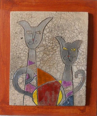 Design intitulée "tableau chat" par Armelle Colombier, Œuvre d'art originale