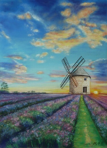 Moulin provençal Dibujo titulada "Moulin provençal" por Marie-Françoise Le Néen, Obra de arte original, Pastel