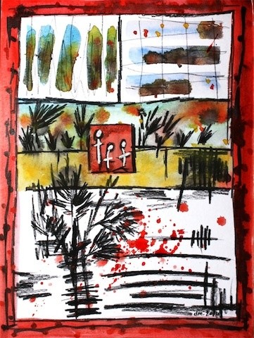 Peinture intitulée "souvenir de guerre…" par Delphine Mabed, Œuvre d'art originale