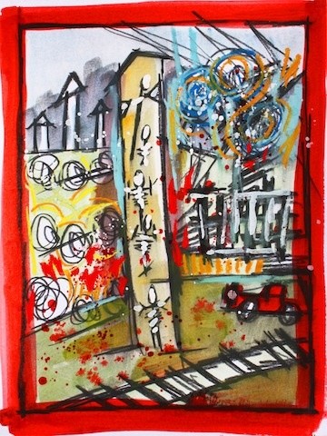 Peinture intitulée "souvenir de guerre…" par Delphine Mabed, Œuvre d'art originale