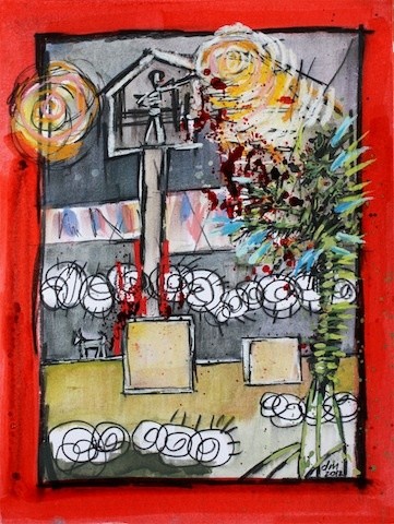 Peinture intitulée "souvenir de guerre…" par Delphine Mabed, Œuvre d'art originale