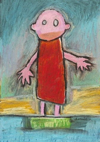 Peinture intitulée "J' y vais , j' y va…" par Delphine Mabed, Œuvre d'art originale, Huile