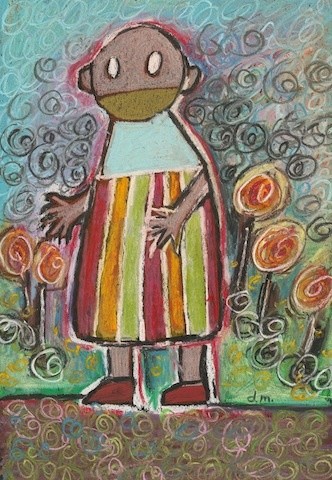 Peinture intitulée "J'y vais" par Delphine Mabed, Œuvre d'art originale, Huile
