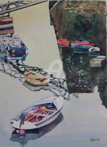 Peinture intitulée "La caravelle, sous…" par Claude Marchalot, Œuvre d'art originale, Aquarelle