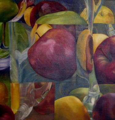 Peinture intitulée ""REFLETS de POMMES"" par Catherine Chesneau, Œuvre d'art originale