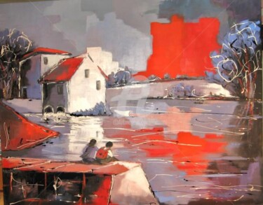 Peinture intitulée "Le moulin d'Argenta…" par Jacky Dumergue, Œuvre d'art originale, Huile