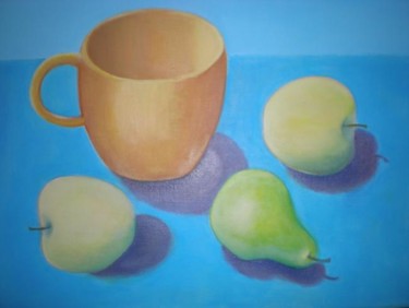 Peinture intitulée "Déjeûner jaune et f…" par Morgane A., Œuvre d'art originale