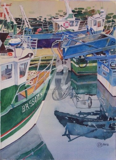 Peinture intitulée "Les coquilliers" par Claude Marchalot, Œuvre d'art originale, Aquarelle