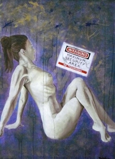 Peinture intitulée "warning" par Madorssane, Œuvre d'art originale, Huile
