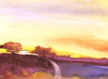 Painting titled "Dawn 24" by Miki De Goodaboom, Original Artwork, Watercolor