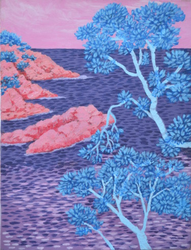 Peinture intitulée "Crique de la Médite…" par Marie-Josée Reyes, Œuvre d'art originale, Acrylique Monté sur Châssis en bois