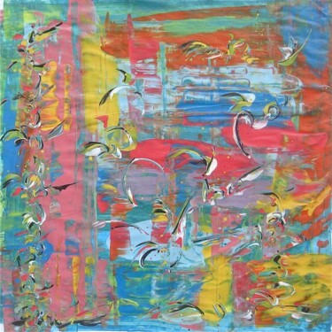 Peinture intitulée "Peranakan Square" par Delphine Bernard, Œuvre d'art originale, Huile
