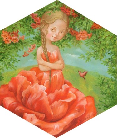 Peinture intitulée "Аленький цветочек /…" par Natalia Derevianko, Œuvre d'art originale, Huile
