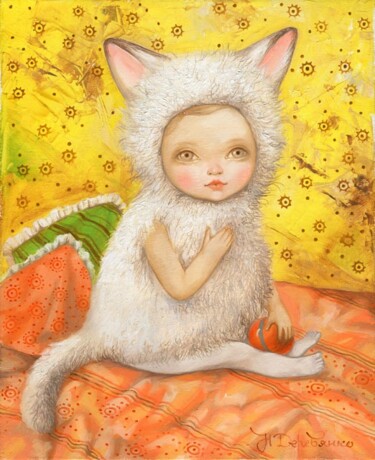 Peinture intitulée "Белое и пушистое /…" par Natalia Derevianko, Œuvre d'art originale, Huile