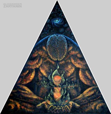 Картина под названием "The Fire" - Triangularist, Подлинное произведение искусства, Масло
