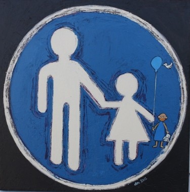 Peinture intitulée "Mon ballon va crever" par Delphine Mabed, Œuvre d'art originale, Huile