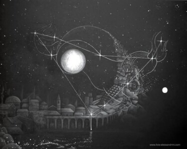 Peinture intitulée "DENEB ALGEDI, L'AVI…" par Livia Alessandrini, Œuvre d'art originale, Huile
