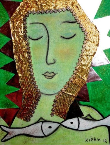 Painting titled "angel sanador" by Georg Kiehn, Original Artwork