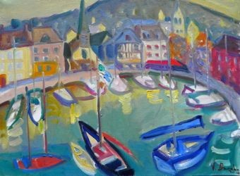 Painting titled "Honfleur, vue sur l…" by Varvara Bracho, Original Artwork