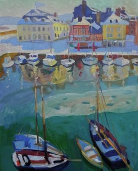 Painting titled "le vieux bassin gele" by Varvara Bracho, Original Artwork