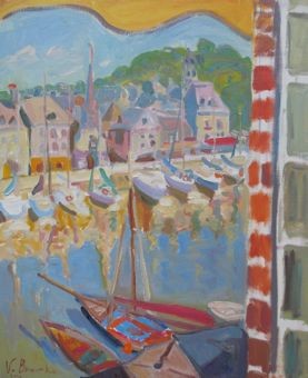 Painting titled "vue sur vieux bassin" by Varvara Bracho, Original Artwork