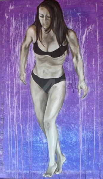 Peinture intitulée "nu sous l'eau" par Madorssane, Œuvre d'art originale, Huile