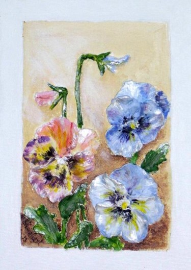 les pensées Peinture intitulée "les pensées" par Géraldine Streichert, Œuvre d'art originale, Huile