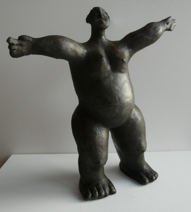 Sculpture intitulée "Femme aux bras tend…" par Sylvie Hébrard, Œuvre d'art originale, Céramique
