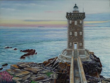 Phare de Kermorvan (Le Conquet) Dessin intitulée "Phare de Kermorvan…" par Marie-Françoise Le Néen, Œuvre d'art originale, Pastel