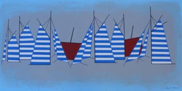 Peinture intitulée "Voiles rayées" par Nyls  Eliot, Œuvre d'art originale, Acrylique Monté sur Châssis en bois