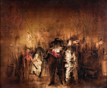 Peinture intitulée "LA RONDE DE NUIT" par Jean-Philippe Vallon, Œuvre d'art originale