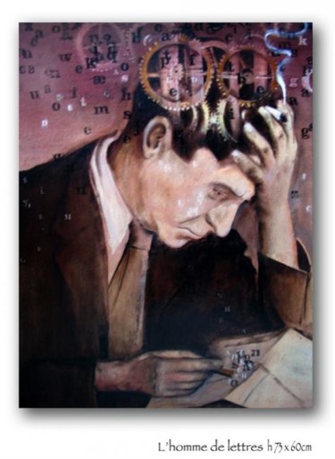 Peinture intitulée "L'HOMME DE LETTRES" par Jean-Philippe Vallon, Œuvre d'art originale