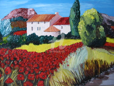 Pavots Peinture intitulée "Pavots" par Isabelle Blot, Œuvre d'art originale, Huile Monté sur Châssis en bois