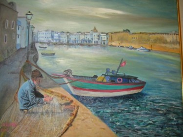 Peinture intitulée "Le vieux port de Bi…" par Mozart, Œuvre d'art originale, Huile