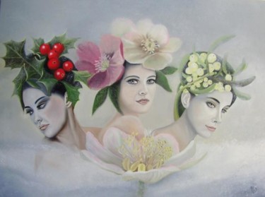 Peinture intitulée "Winter bunch" par Alix, Œuvre d'art originale, Huile